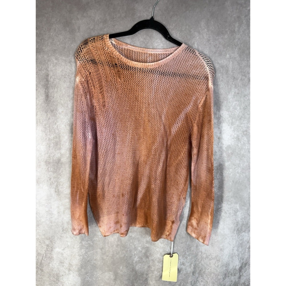 Raquel Allegra Distressed Tie Dye Pullover Sweater In Coral Pink Size 0